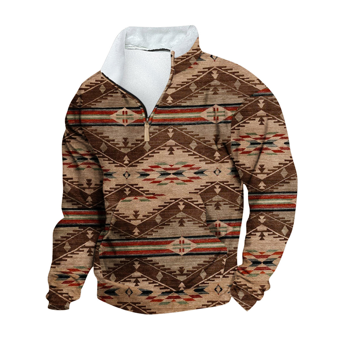 Mens FleeceNeck LongSleeve HalfZip Printed Jacket