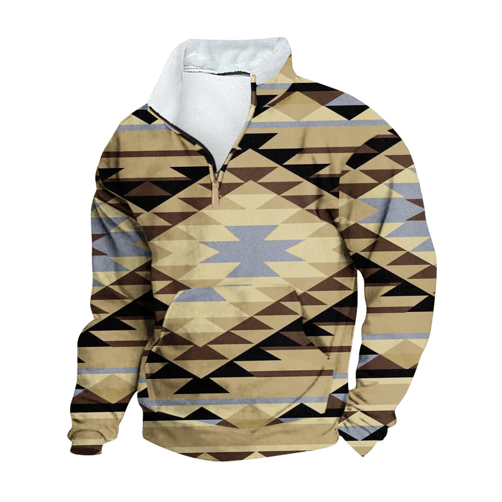 Mens FleeceNeck LongSleeve HalfZip Printed Jacket